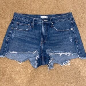 Good American high rise denim shorts
